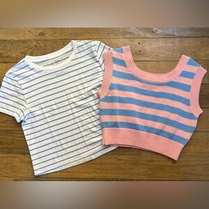 BUNDLE OF HAMMIES knitted top in pink/blue Universal Threads basic T-shirt